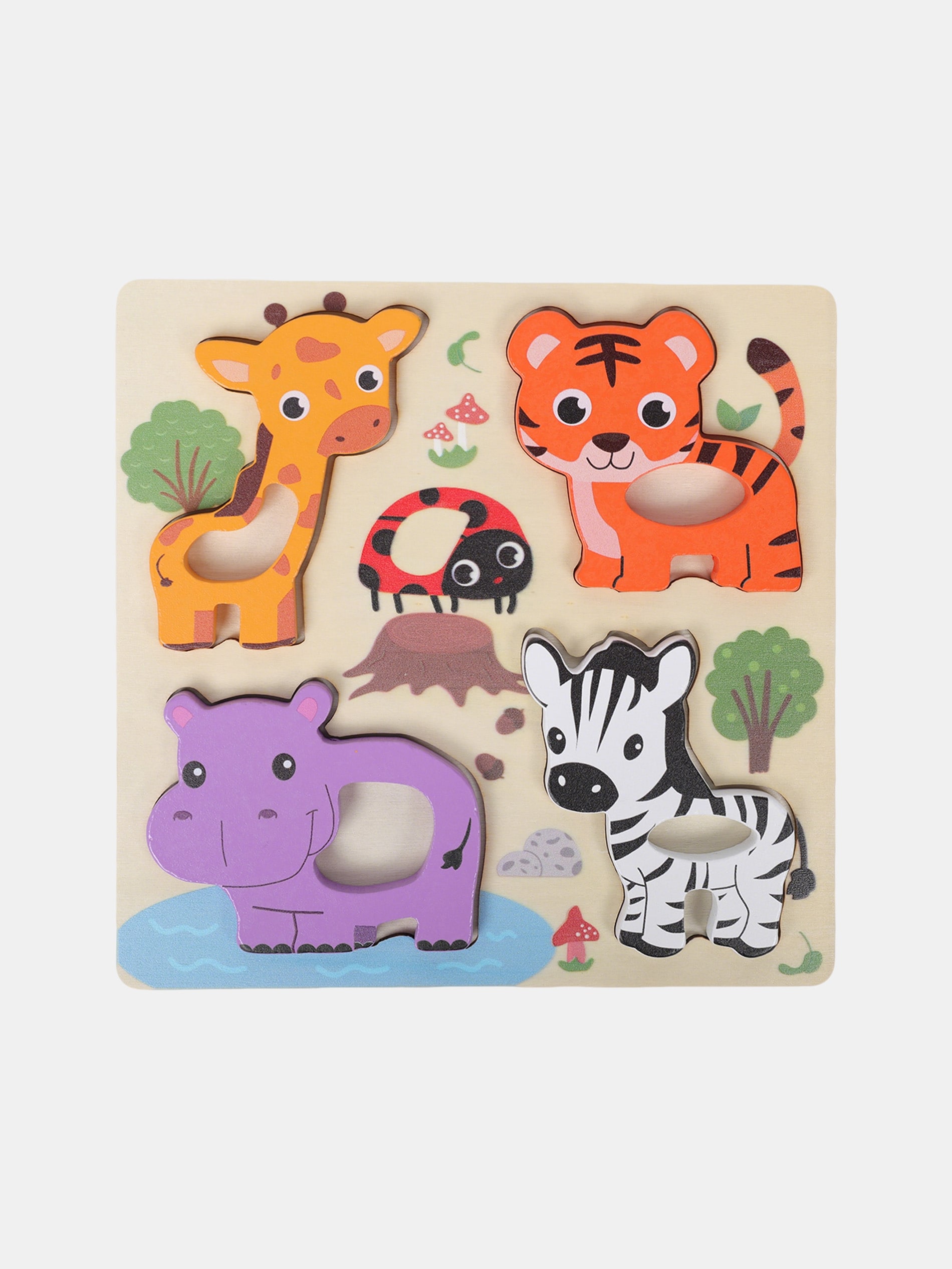 Drewniane puzzle z motywem zwierząt 5 pack