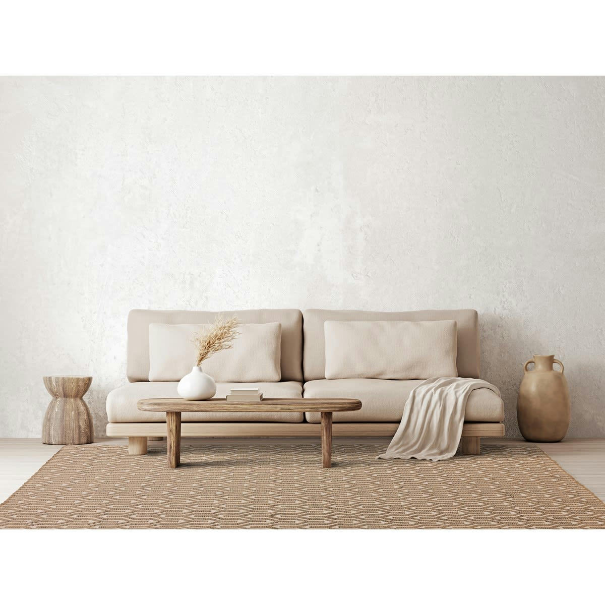 LATTICE - Tapis moderne en coton beige 200x290 cm