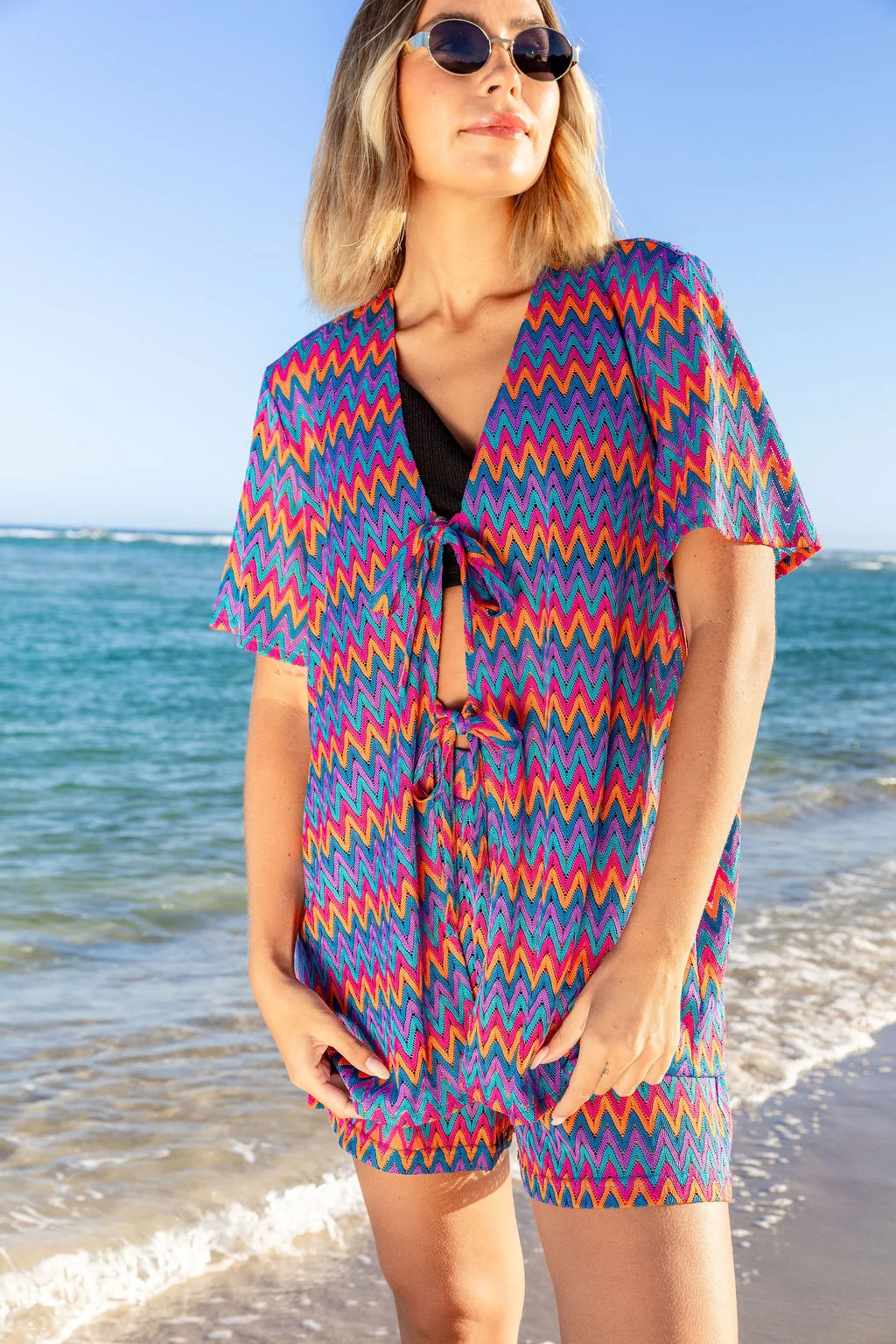 Indy Top in Chevron Rainbow