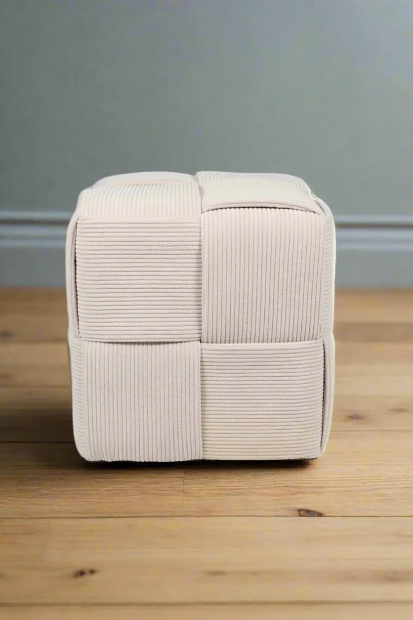 Cream Rubix Corduroy Stool