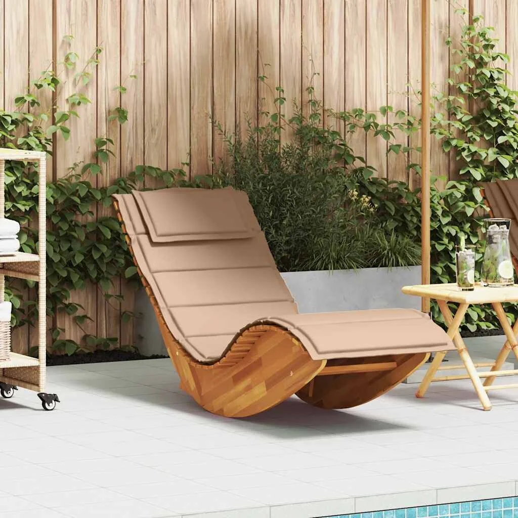 vidaXL Rocking Sun Lounger with Cushion Solid Wood Acacia - 60.6 x 23.6 x 29.1