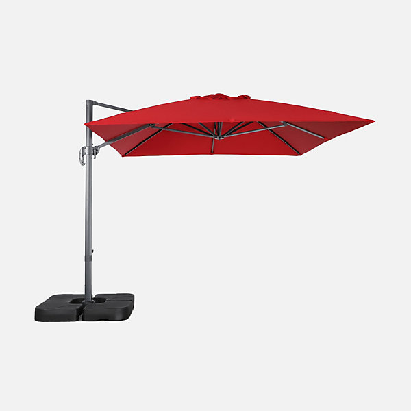 Parasol déporté rectangulaire 3x4m   dalles à lester 50x50cm rouge - Wimereux   Fixeo