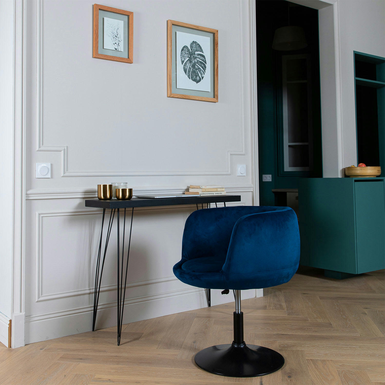 NOLAN - Tabouret de bar en velours bleu
