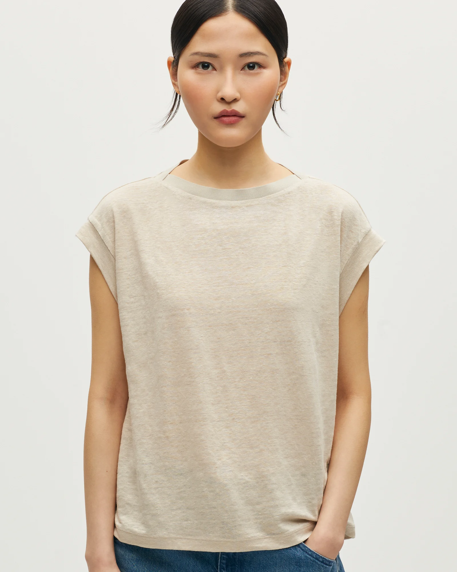 T-shirt boxy en lin KARO