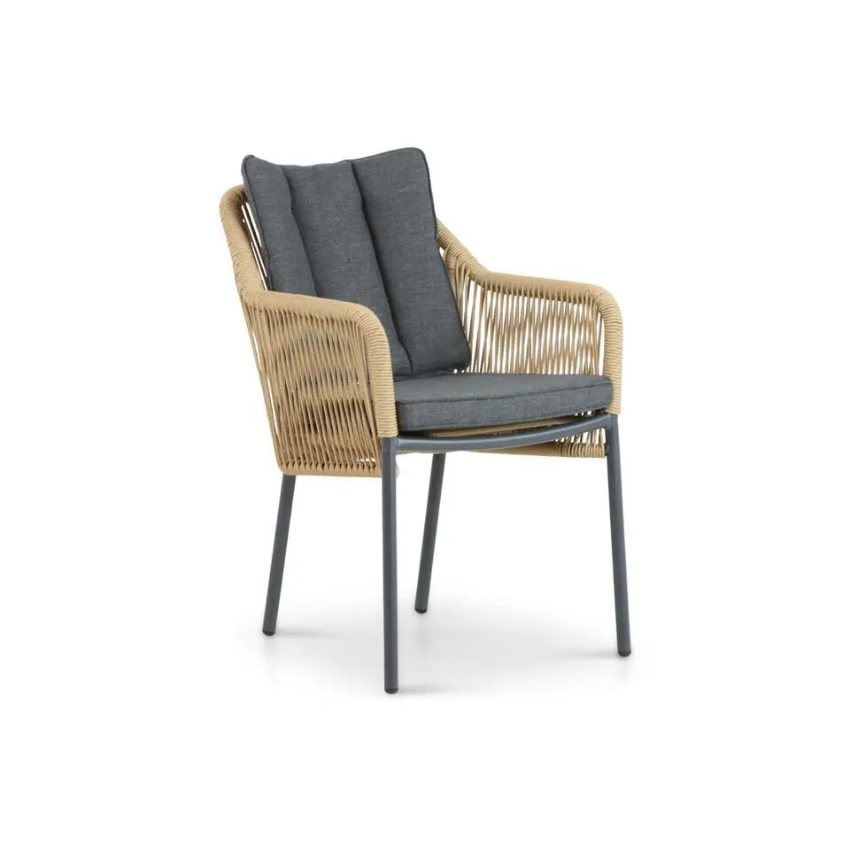 Tuinset Ronde tuintafels 4 personen 125 cm Aluminium/Rope Taupe De Laan