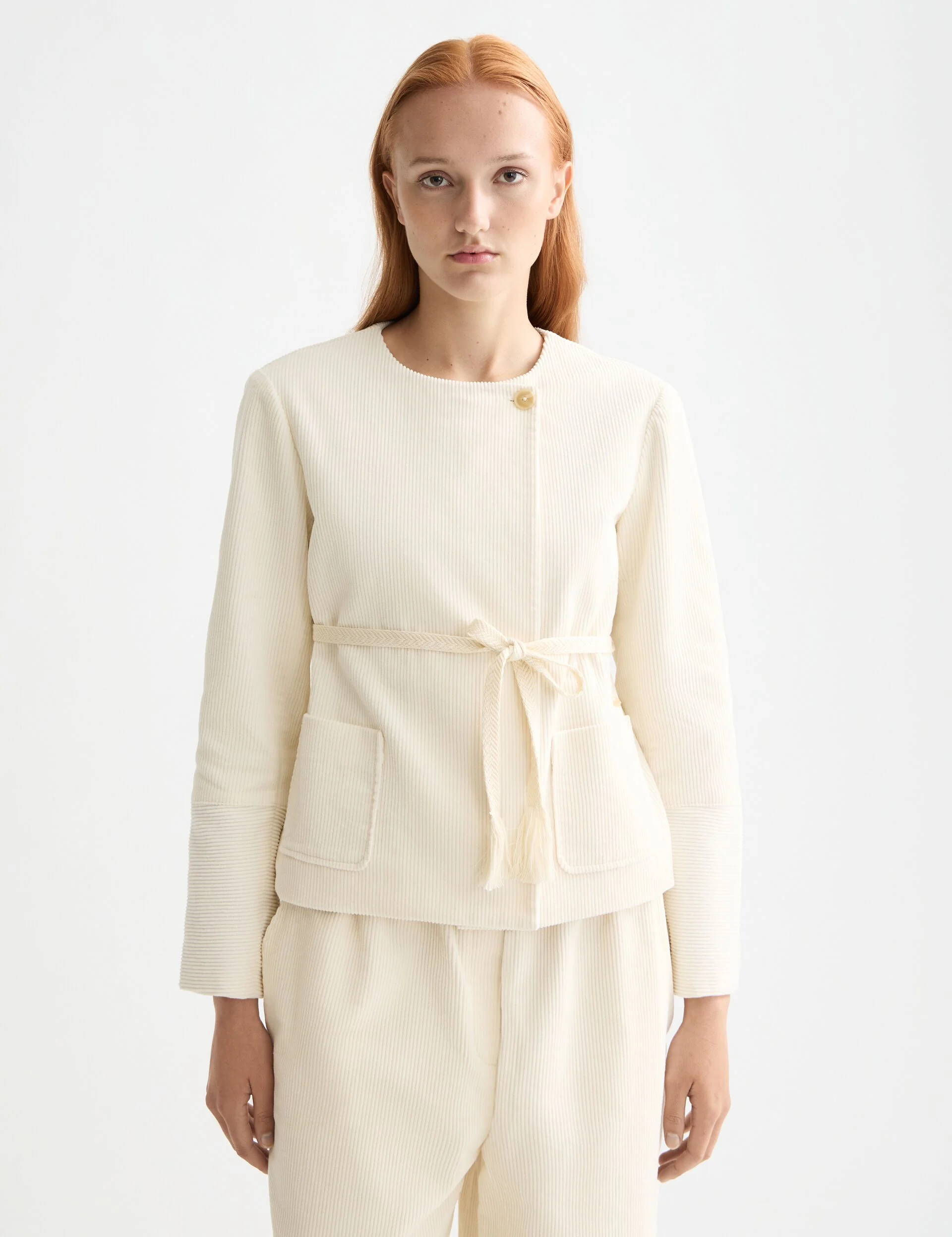 Relaxed collarless jacket