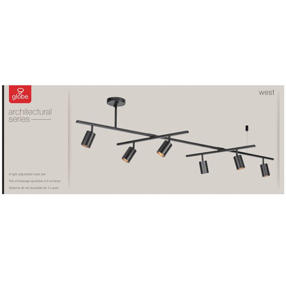 Globe Electric 6-Light Swivel Bar Track Light Bar, Matte Black