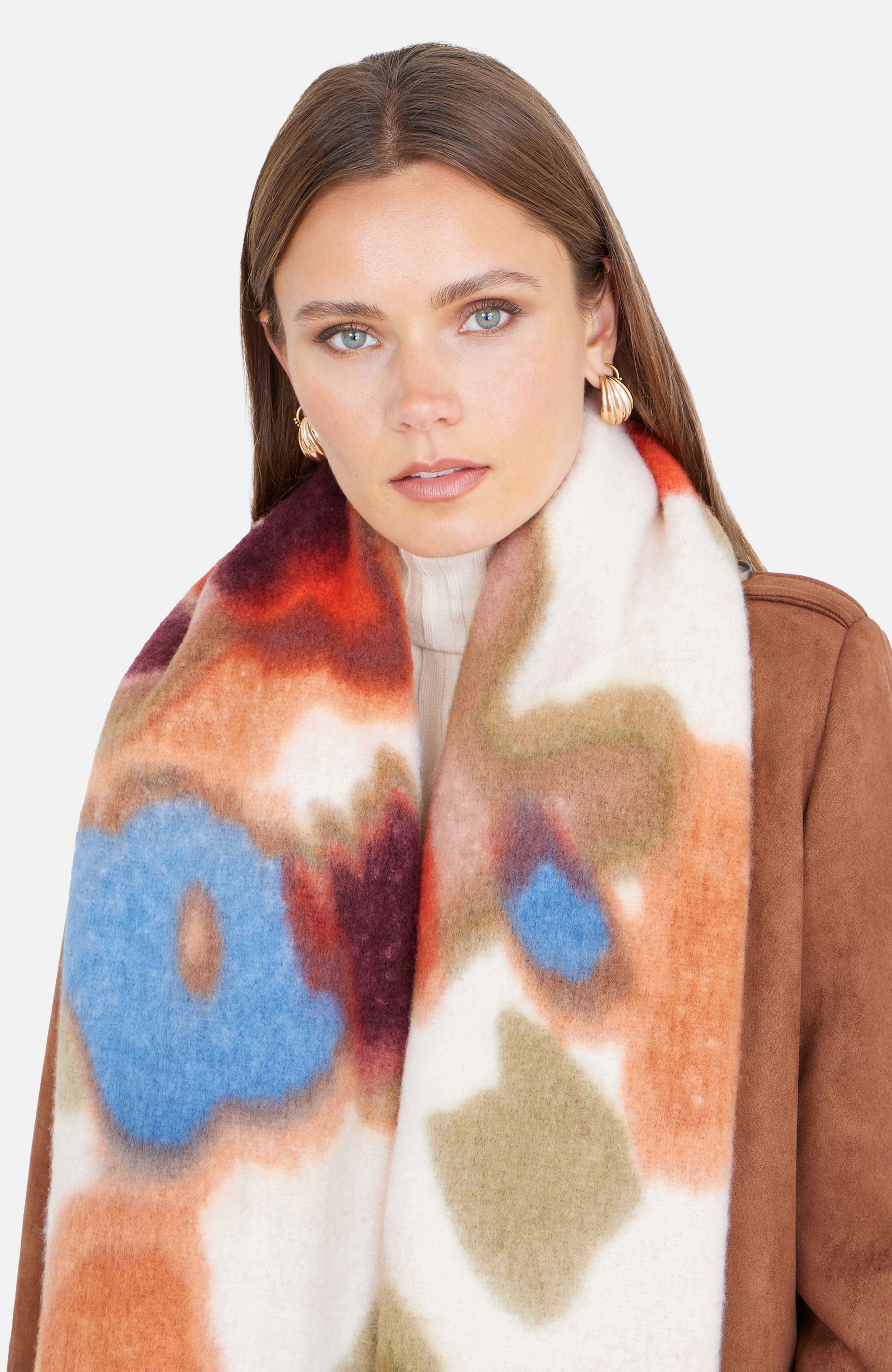 Yumi Multi Colour Swirl Fluffy Scarf