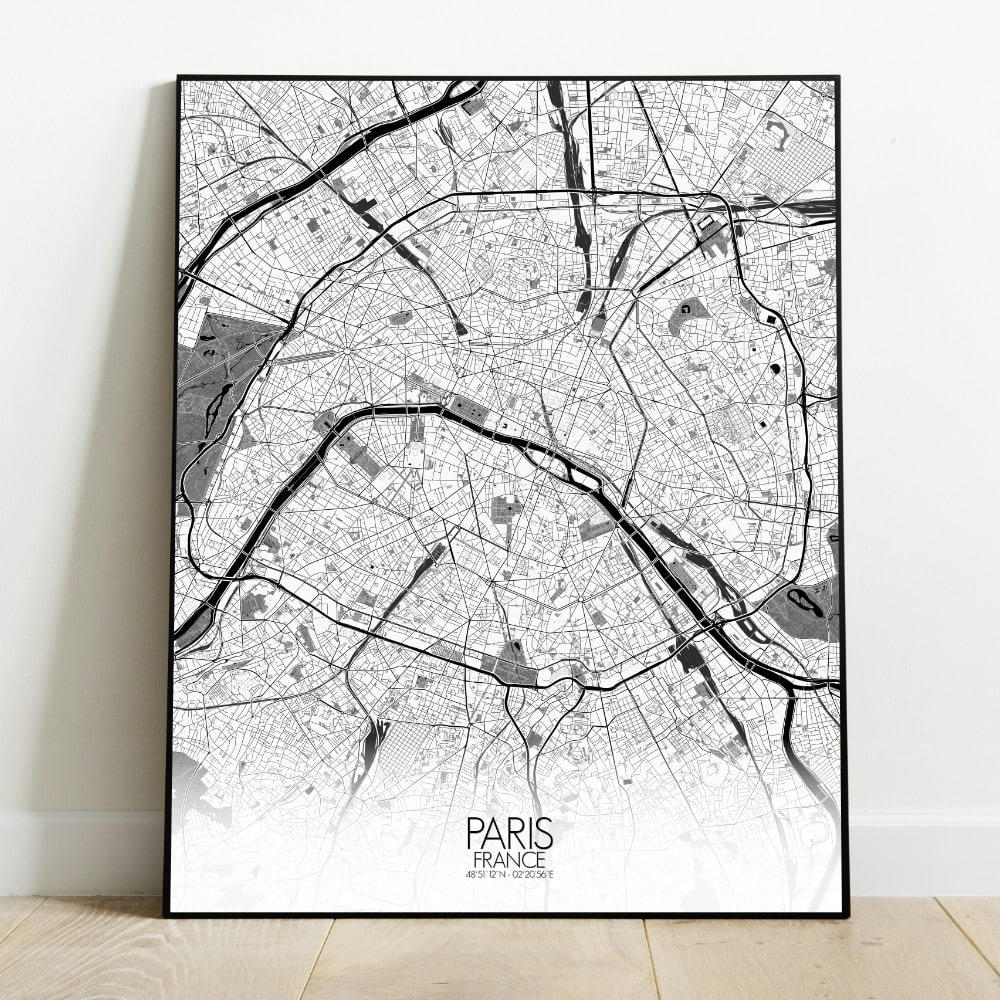 - Affiche Paris Carte N&B 40x50