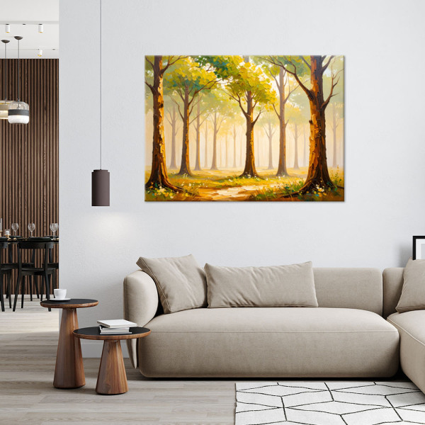 Obraz do salonu sypialni jadalni, Drzewa Pejzaż Las 30x20