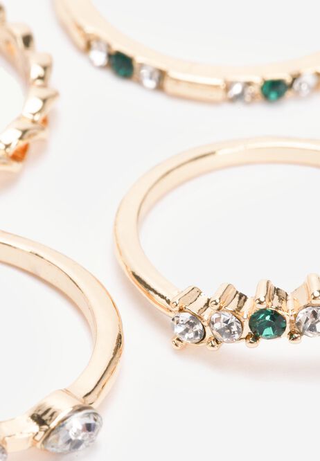Womens 6pk Gold Gem Rings