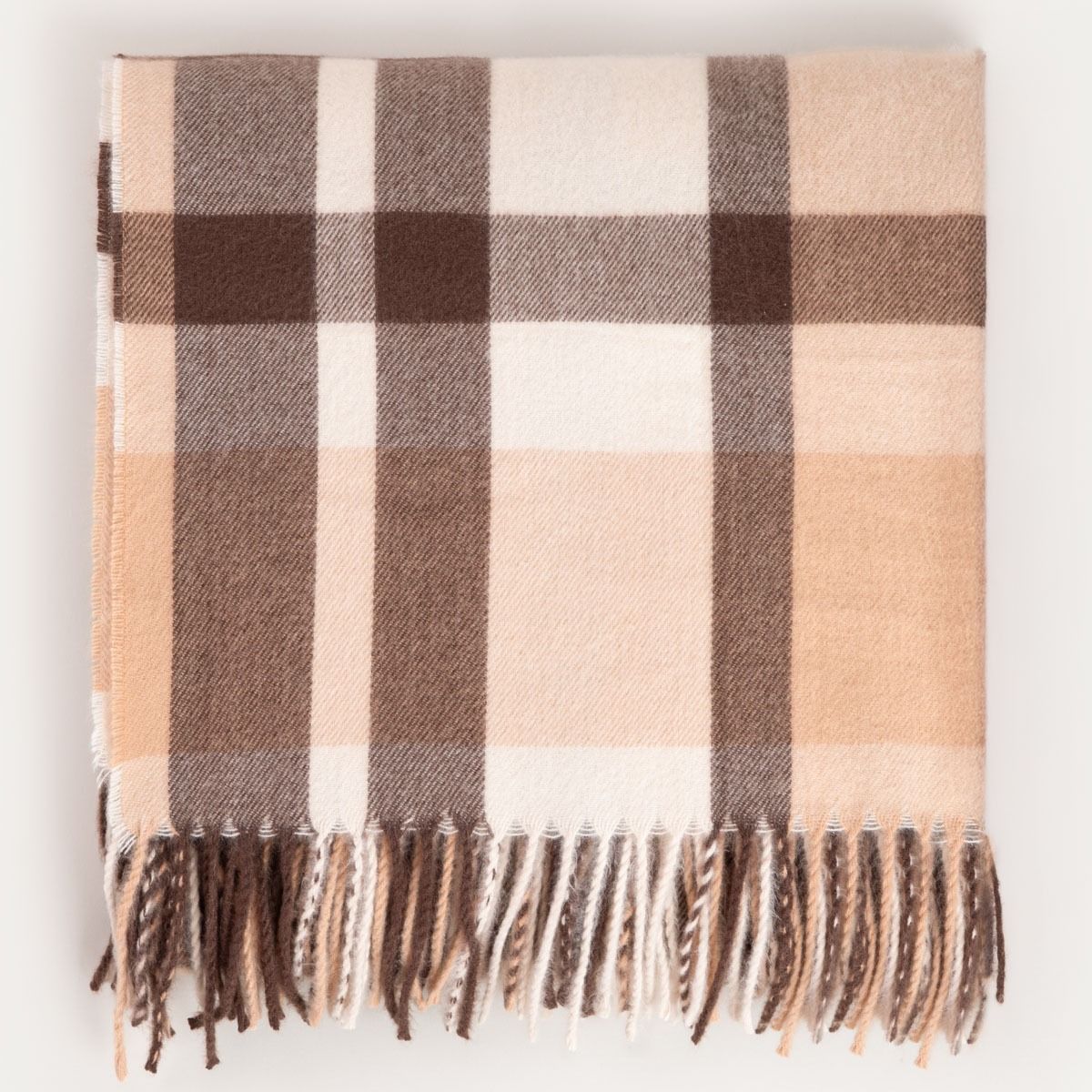 Koc MELROSE puszysty w kratę brązowy 150x200 CM