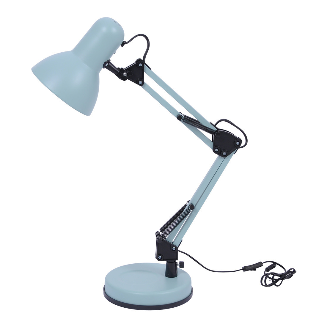 Lampka biurkowa kreślarska miętowo-czarna Cosmo 1xE27x60W wys:55cm Kaja