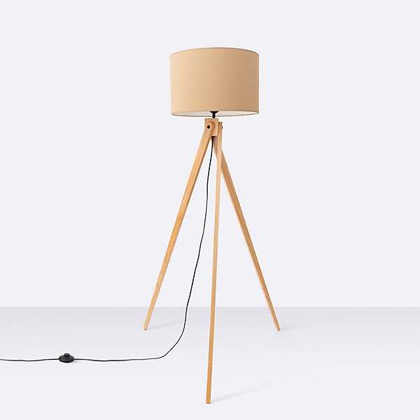 Lampadaire en tissu/PVC/bois 1 lampes 77x77x140cm Sollux