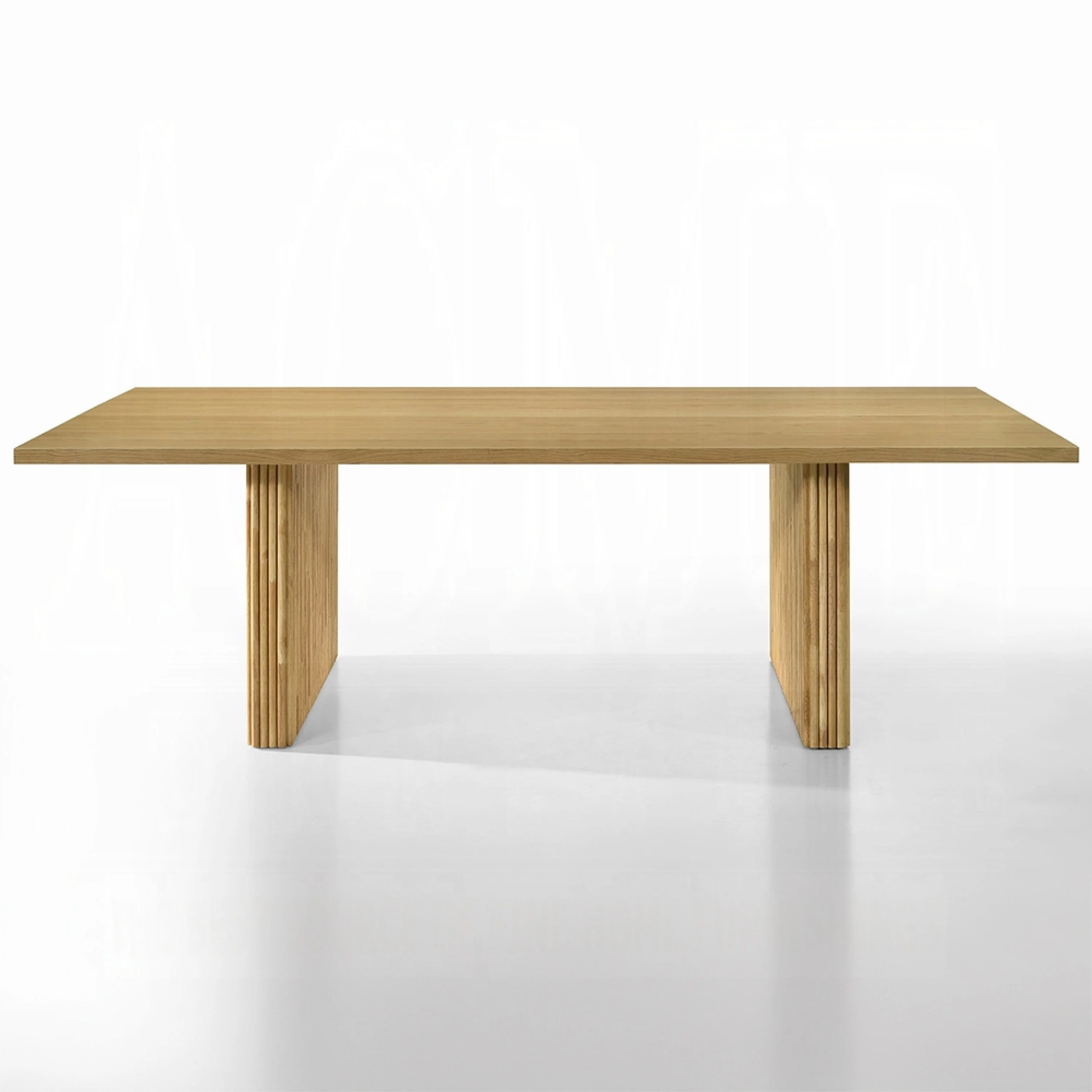 Dico Rectangle Dining Table, Dual Pedestal Base, Natural Brown 94 Inch