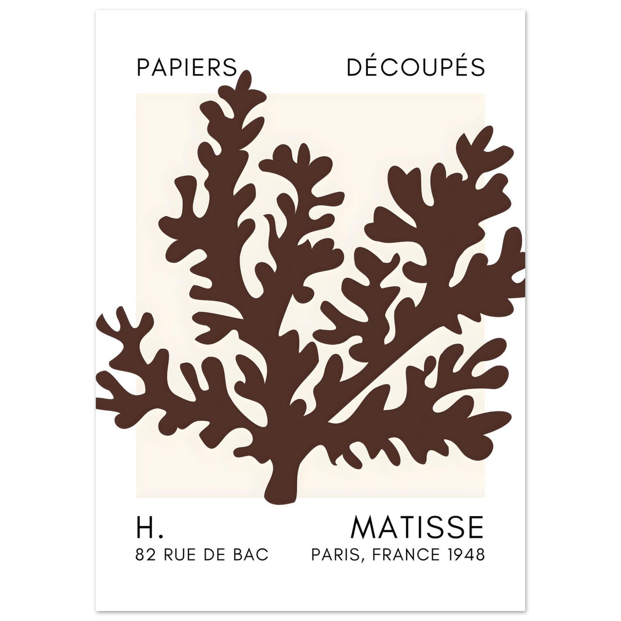 Artfulprints Poster Matisse – Aqua bloom brown  - 50x70 cm - Bruin
