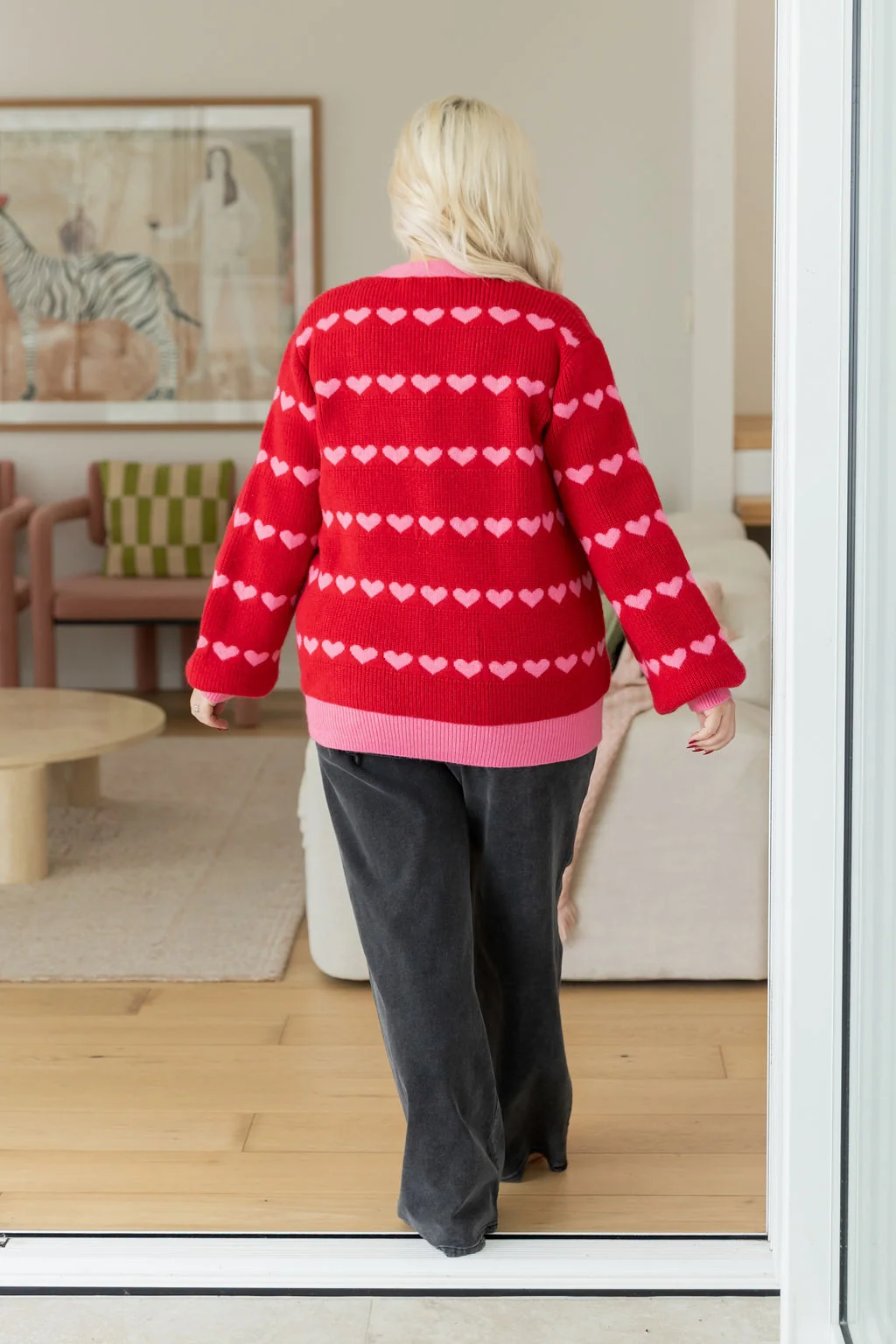 Sienna Knit Sweater in Red/Pink Hearts