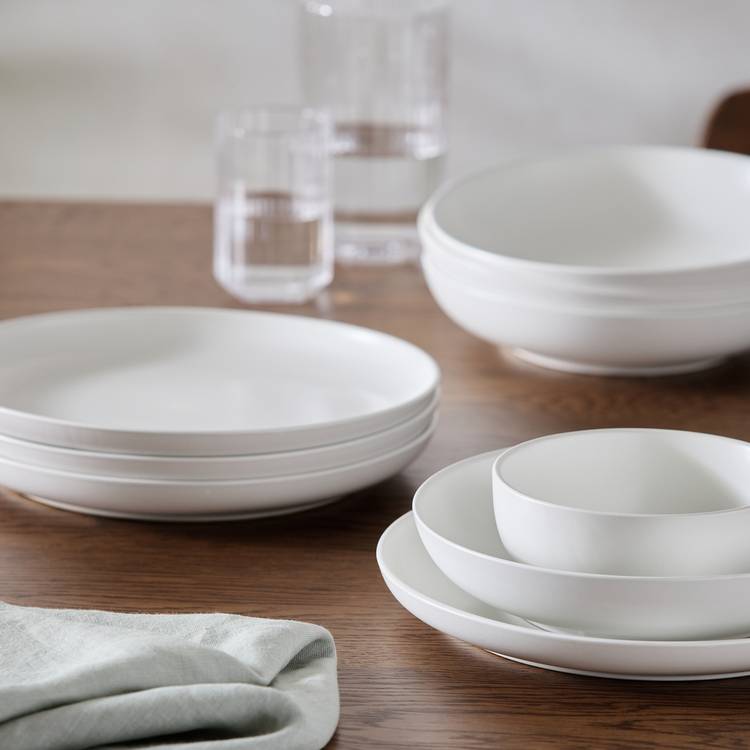 Habitat 12 Piece Stoneware Dinner Set - Matte White