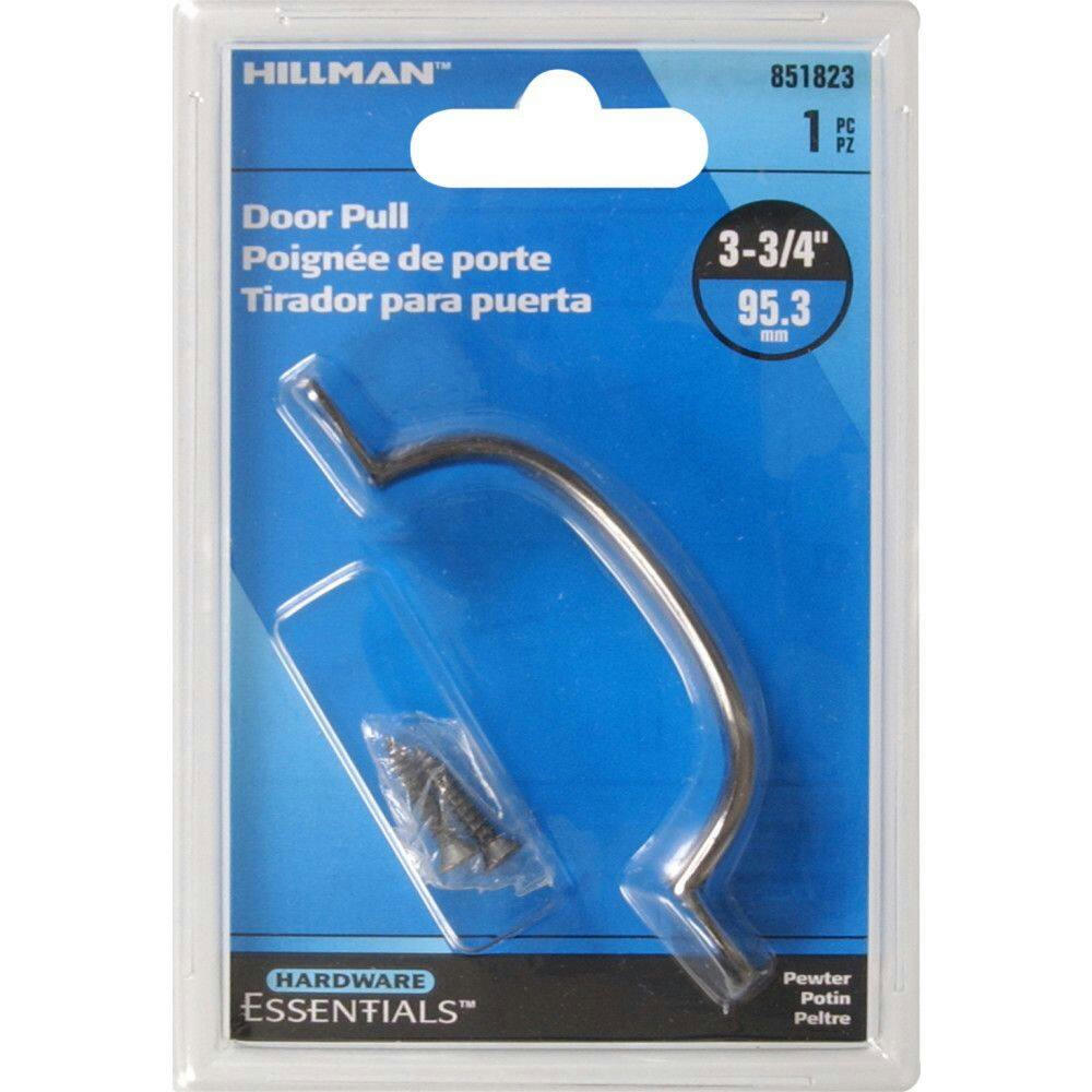 Hillman Decorative Door Pull, For Metal/Wooden Doors, Pewter, 3-3/4-in