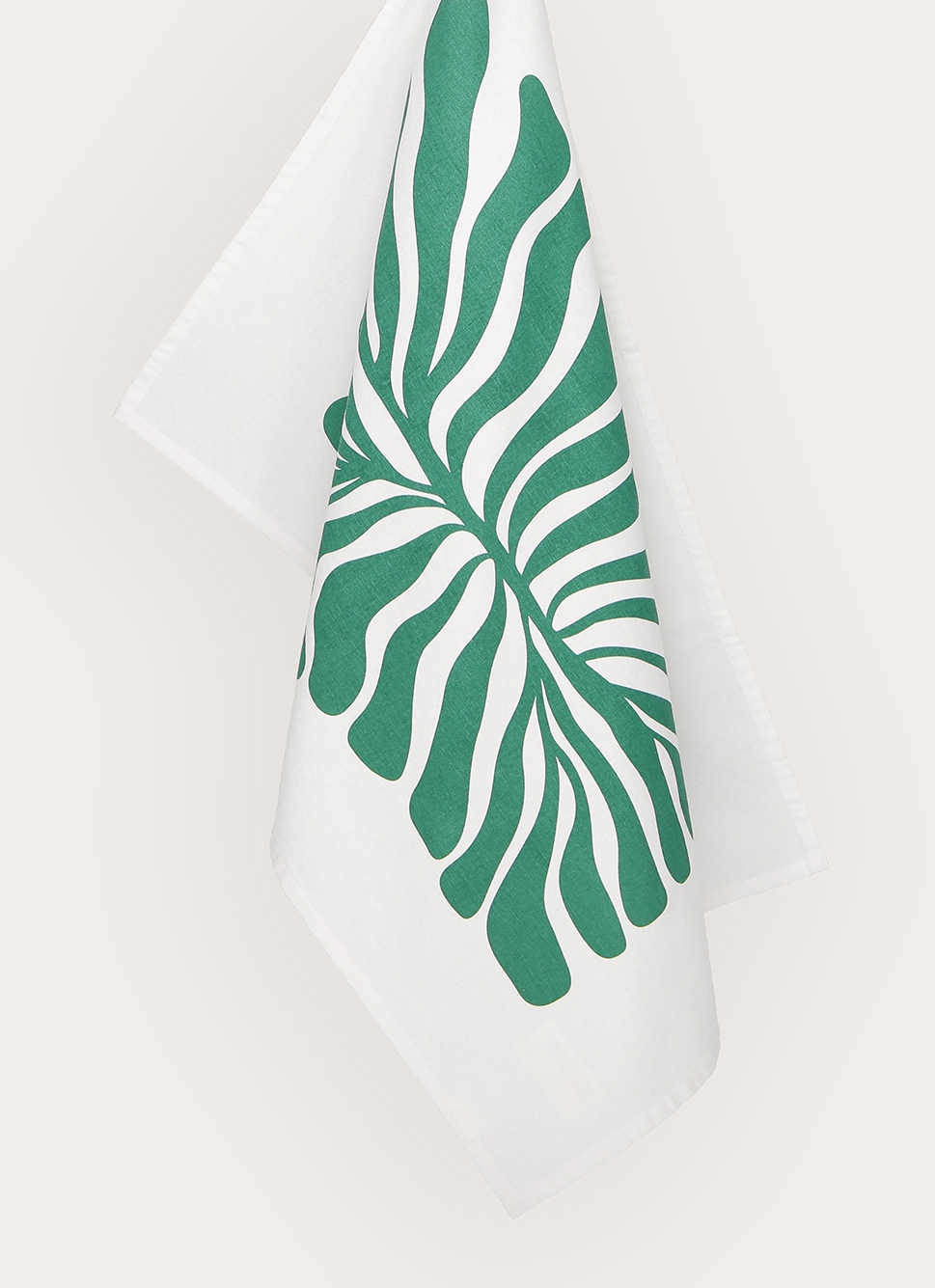 TORCHON EN COTON IMPRIMÉ VÉGÉTAL COVE ÉMERAUDE