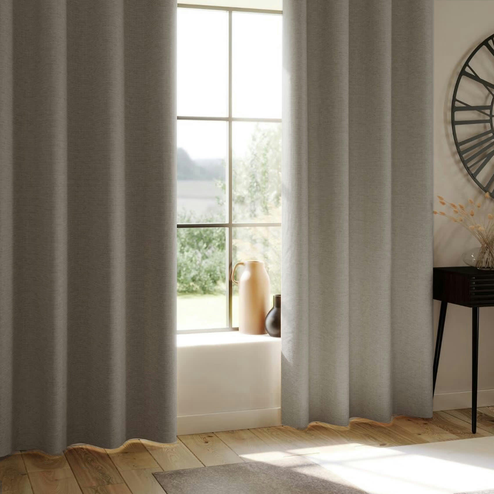 - Rideau occultant total avec couche d'enduit polyester beige 140x260 cm