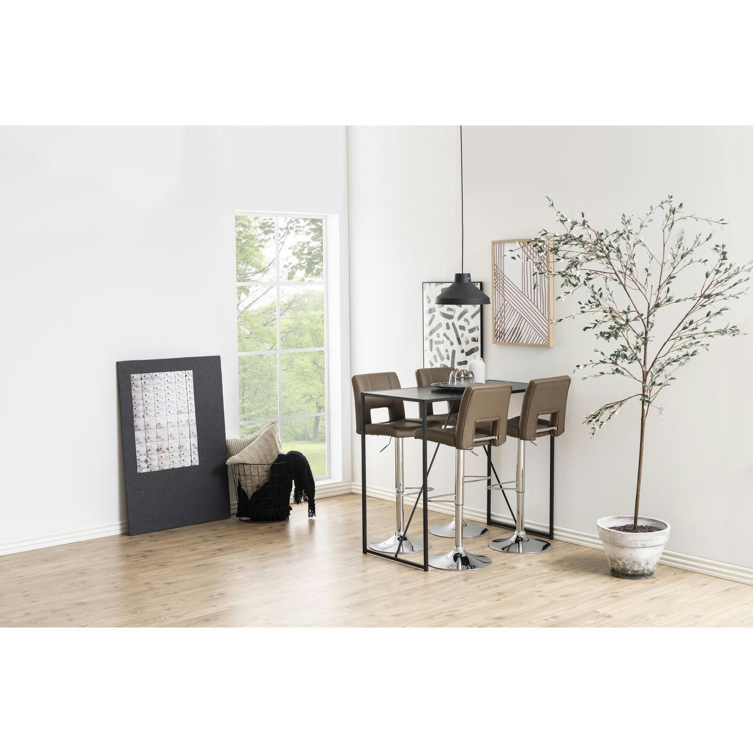 SIREINE - Table de bar haute en mdf et métal noir