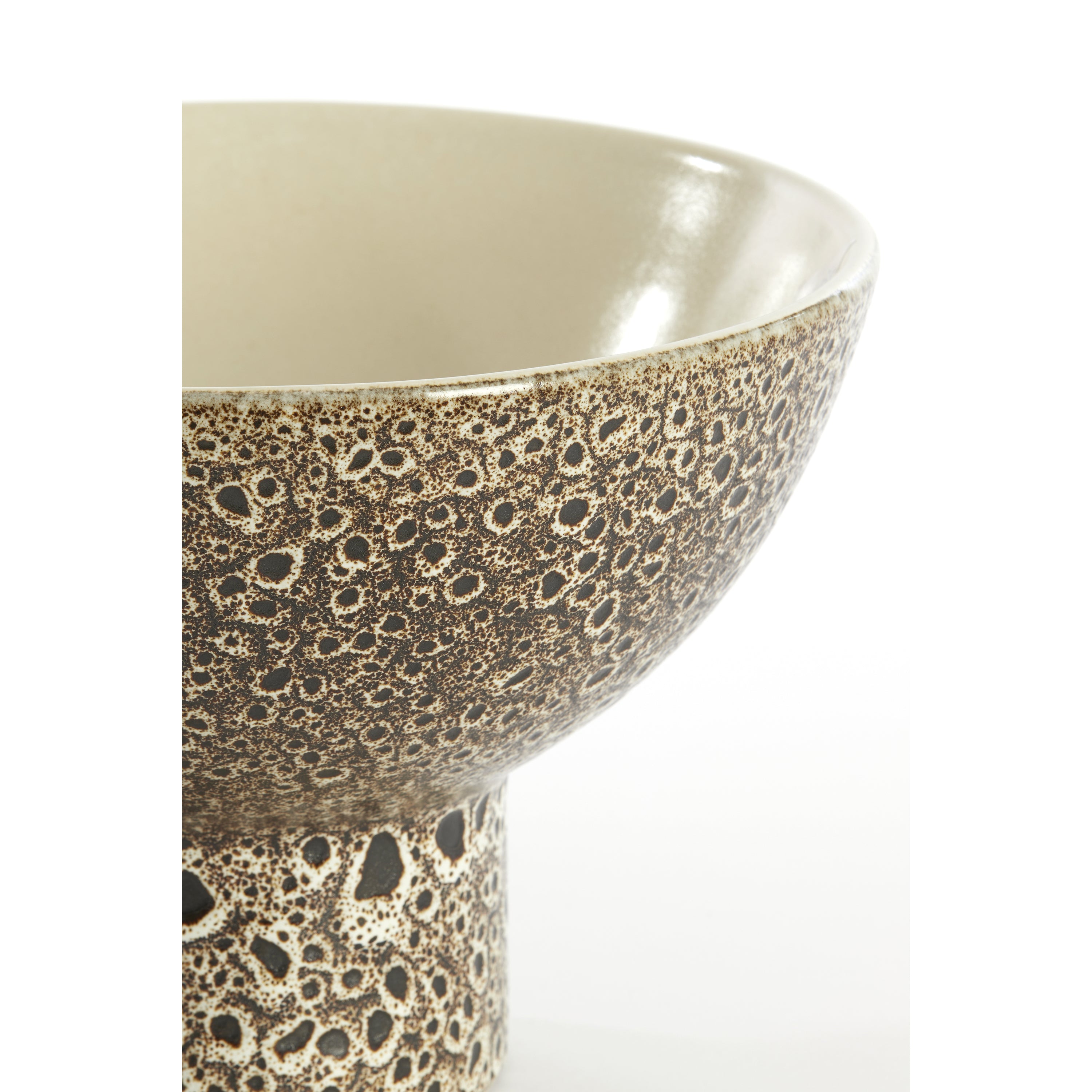 Light&living Schaal op voet Ø31,5x21 cm KAVALA keramiek crème+zwart