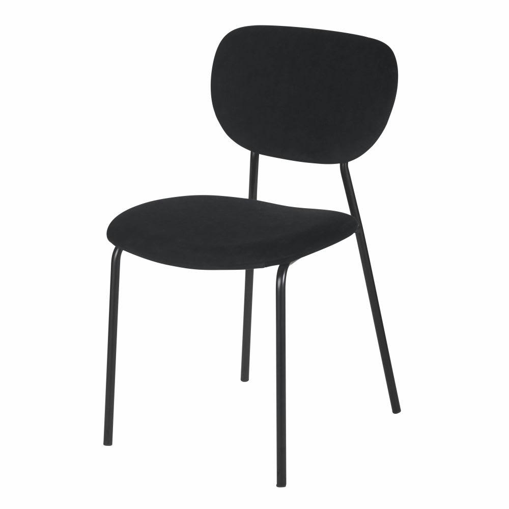 Oscarine Business - Lot de 2 chaises professionnelles en métal noir et velours noir