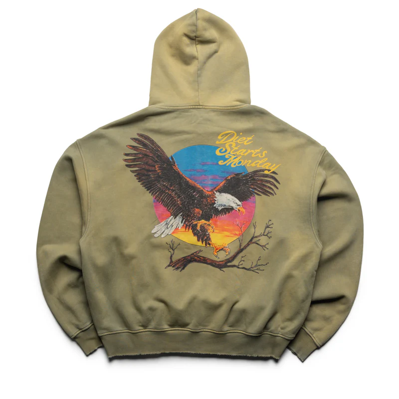 Diet Starts Monday Sunset Hoodie - Washed Olive