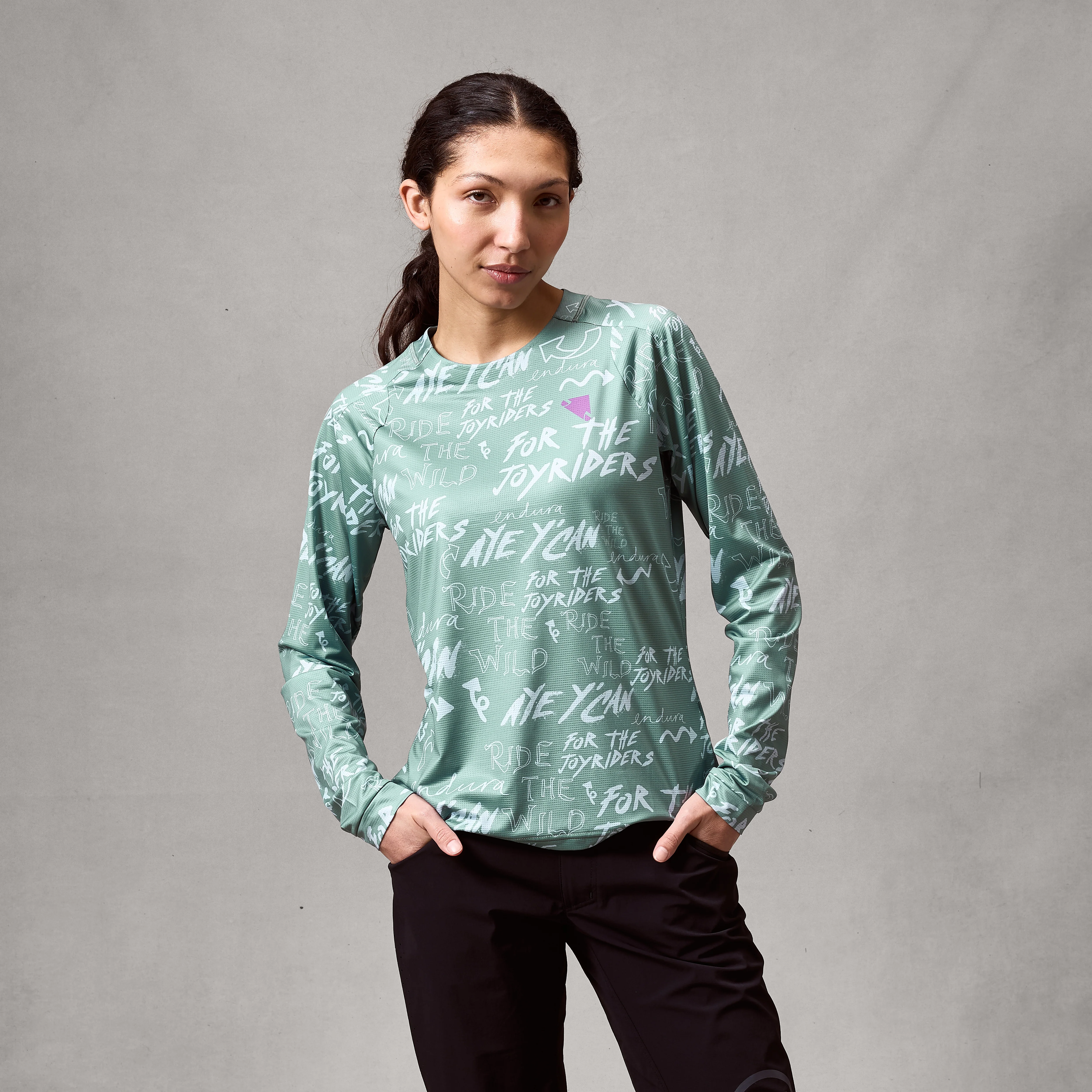 Women's SingleTrack L/S Print Tee - Sage Green