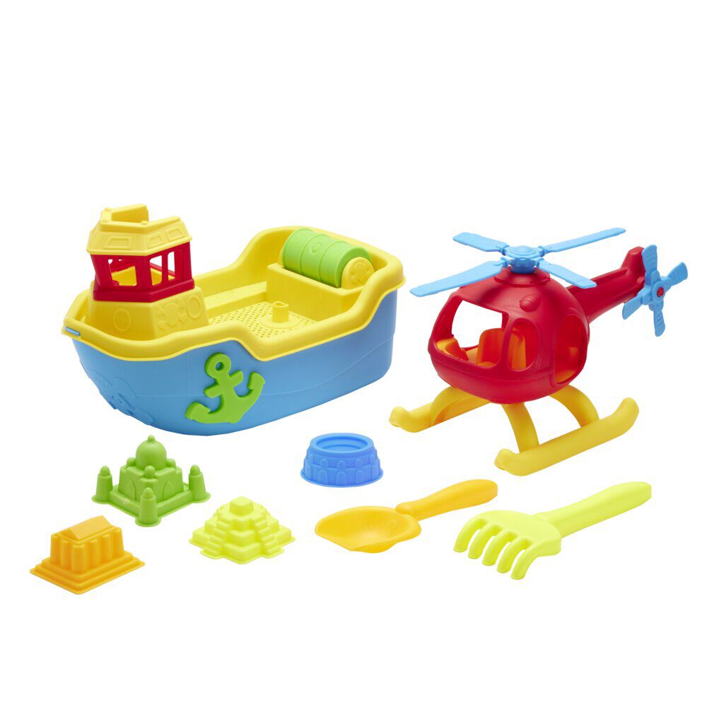 Ensemble jouet de plage x8 bâteau avec accessoires 40x20xH24cm