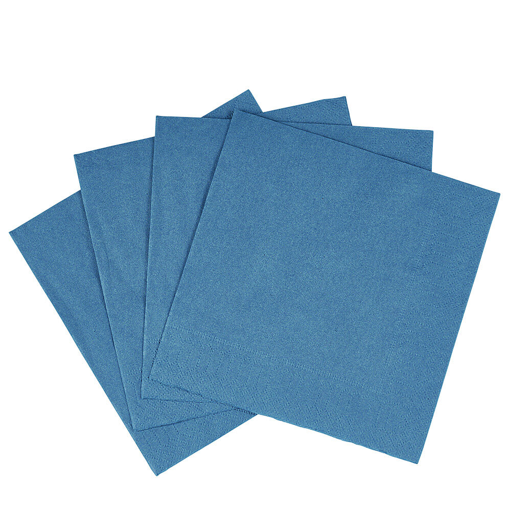 Serviette carré unie bleu canard 2 plis en papier x50