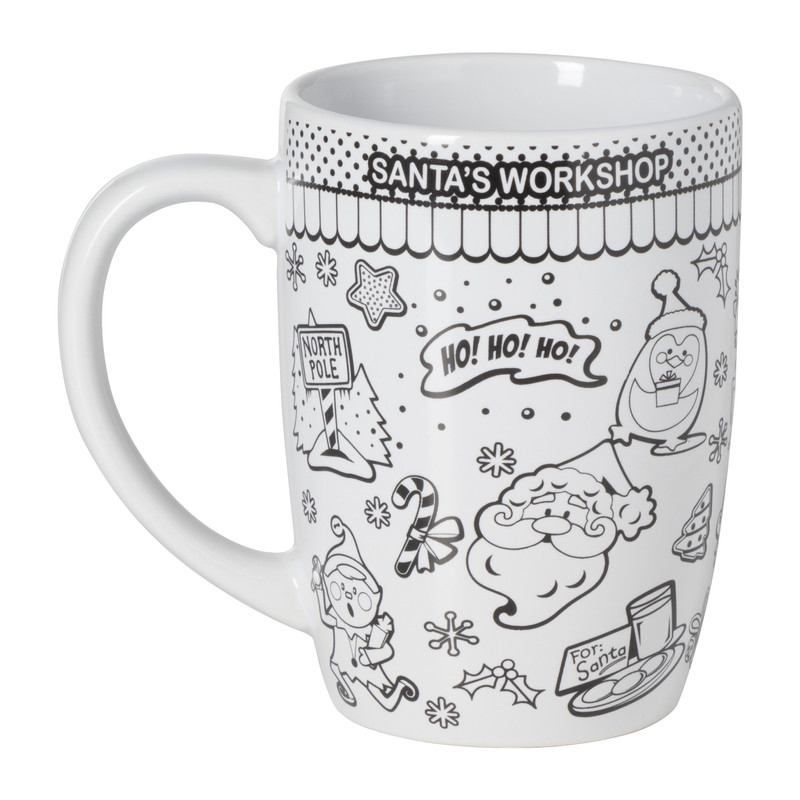 DIY kerstmok 'ho ho ho' inkleur set - keramiek - &Oslash;8.9x12.3 cm