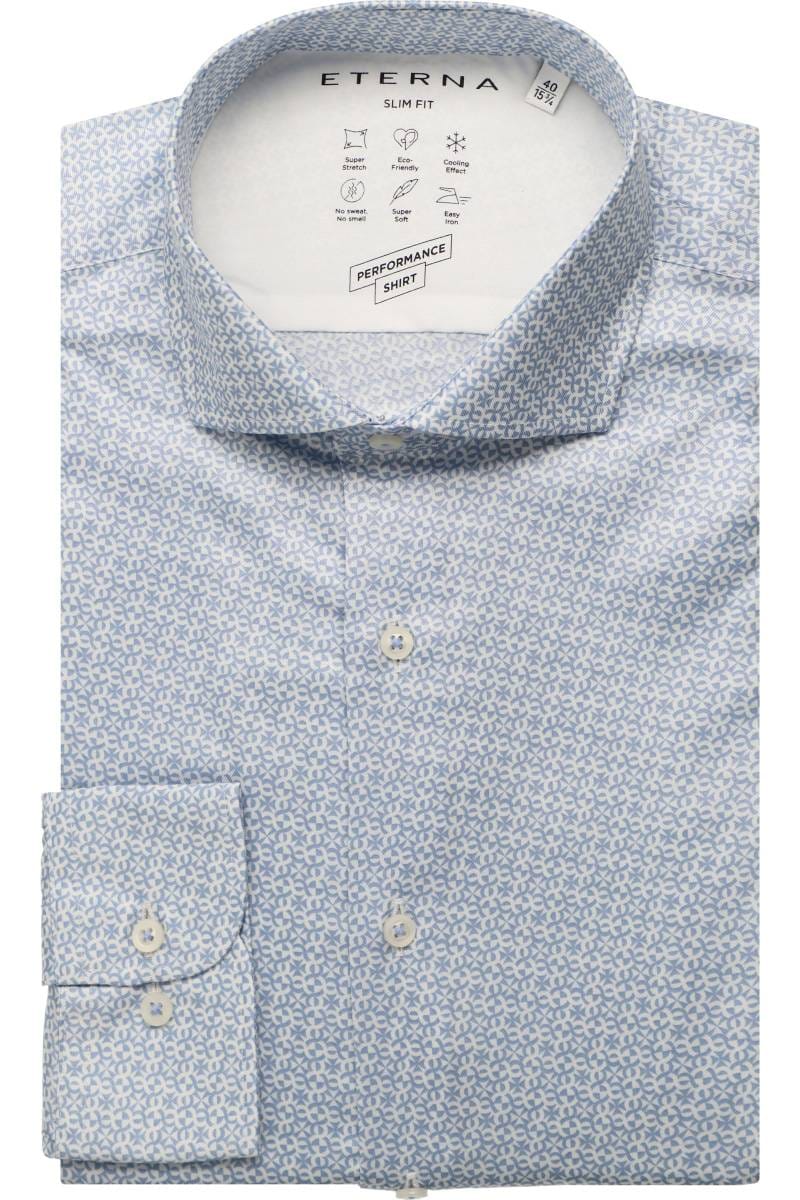 ETERNA Performance Slim Fit Tencel Hemd mittelblau, Bedruckt