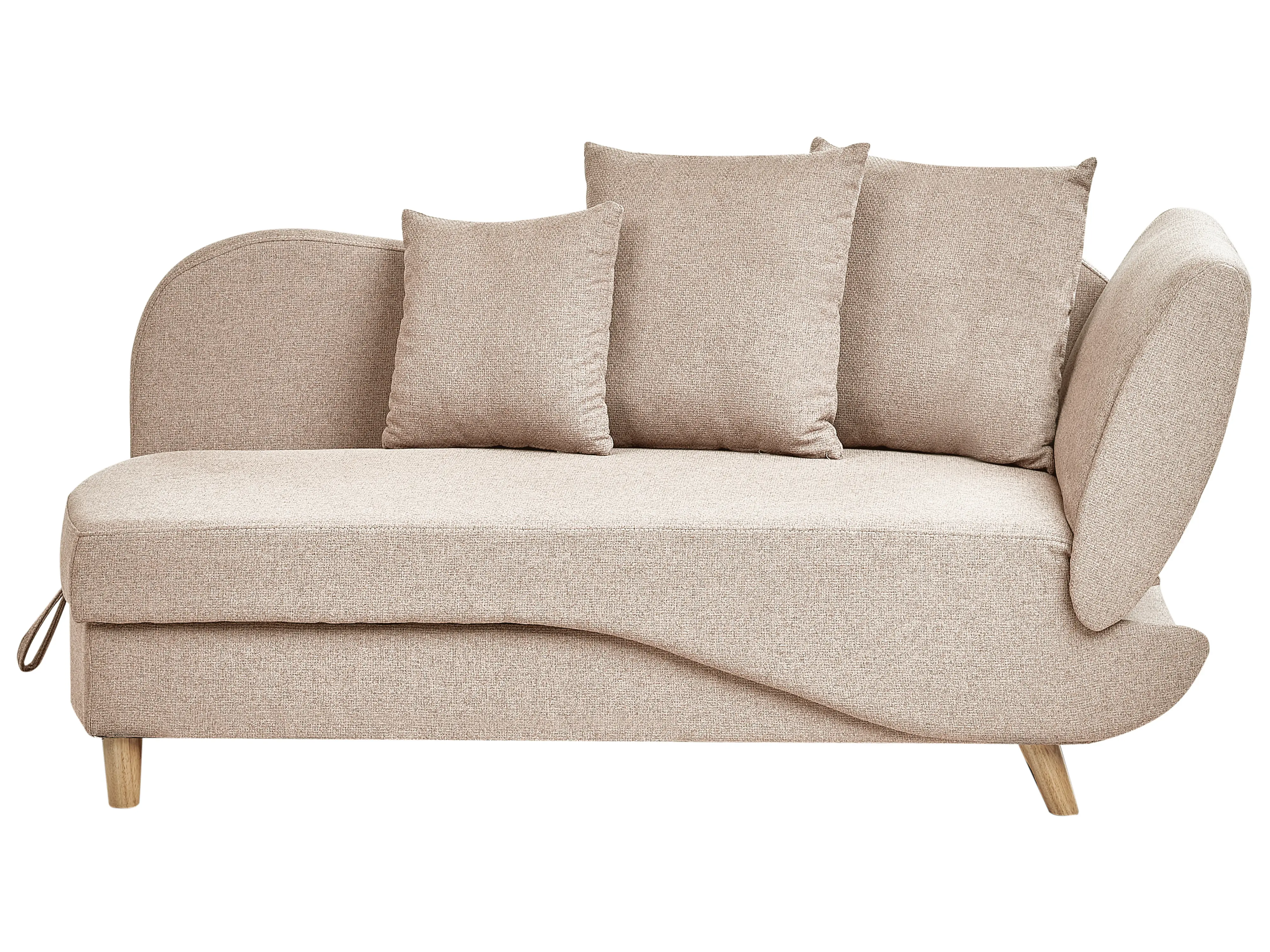 Left-Hand Chaise Longue MERI Faux Linen Light Brown with Storage