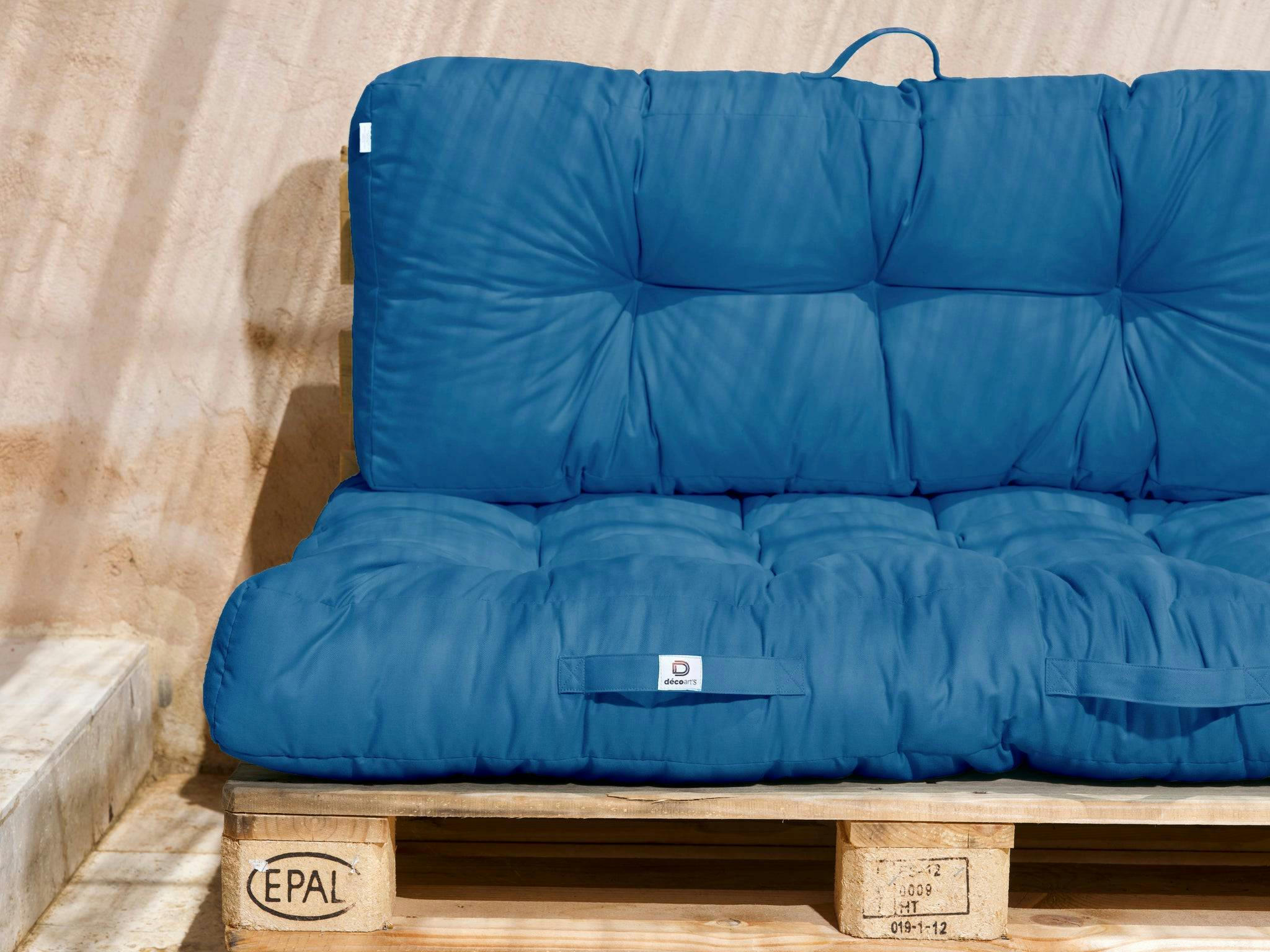 - Coussins matelas pour palette 120X80X20 en polyester bleu pétrole