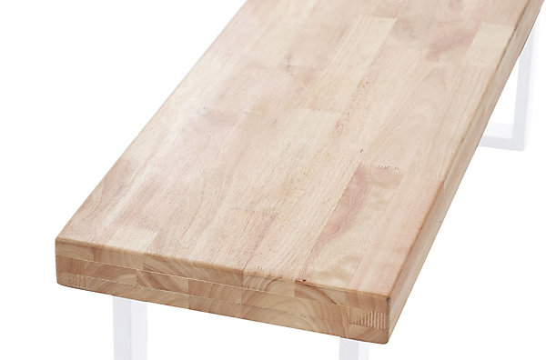 Banc d'assise coloris chêne nordique / pieds blanc - L 120 x P 34 x H 47 cm.