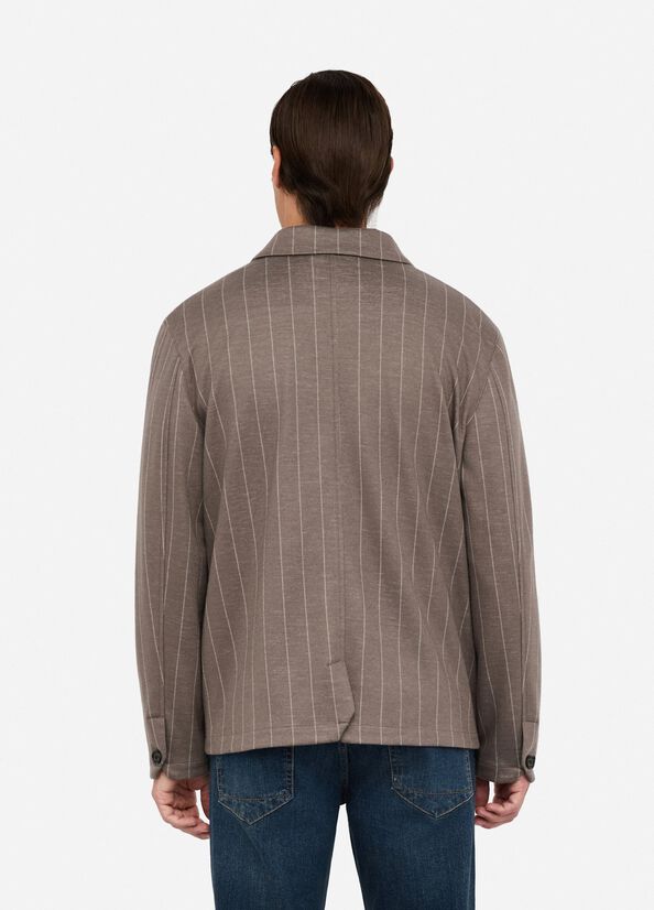 Overshirt in lana e cotone a righe