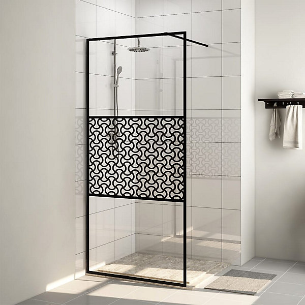 Paroi de douche avec verre ESG transparent 100x195 cm Noir vidaXL