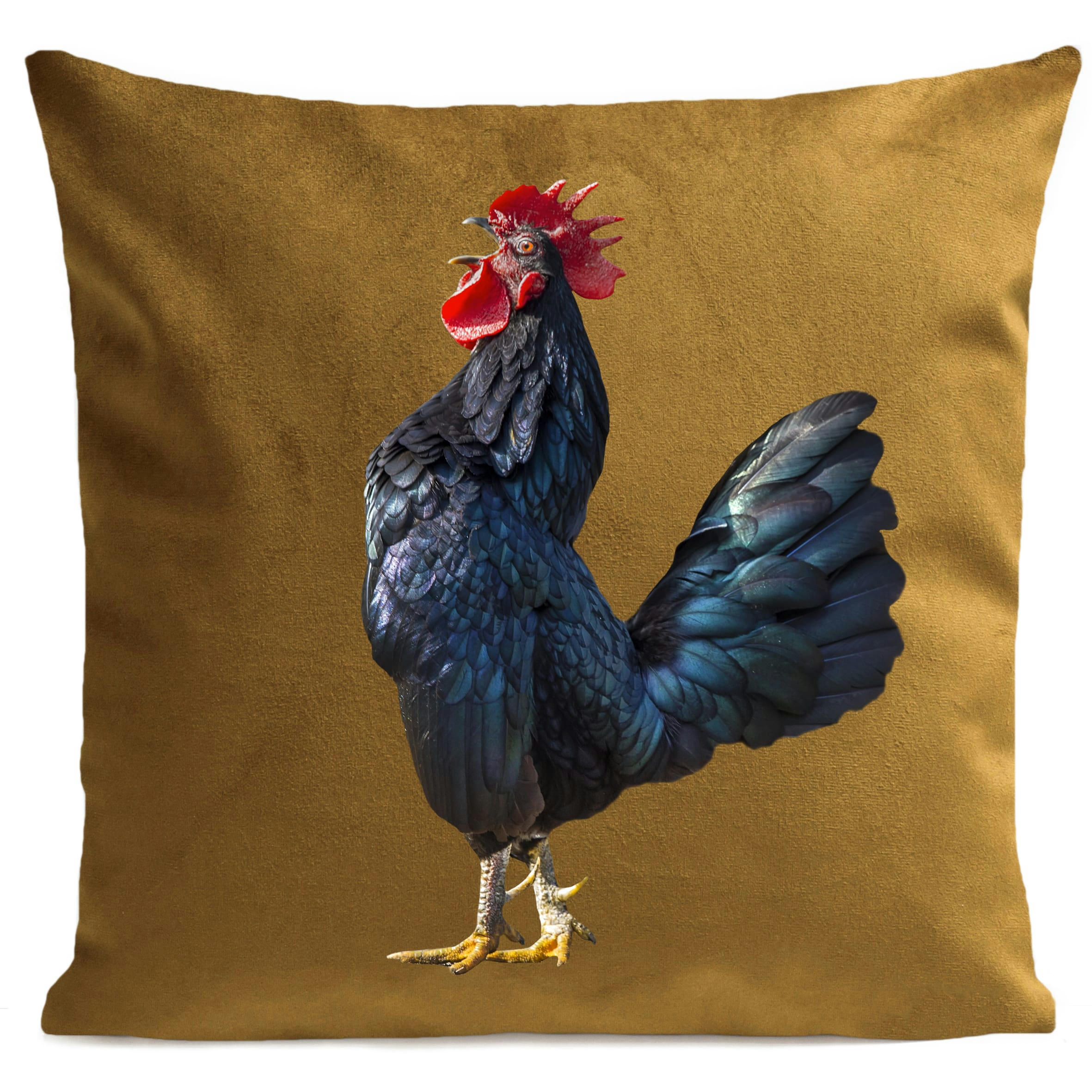 - Coussin campagne coq jaune suédine 40x40cm