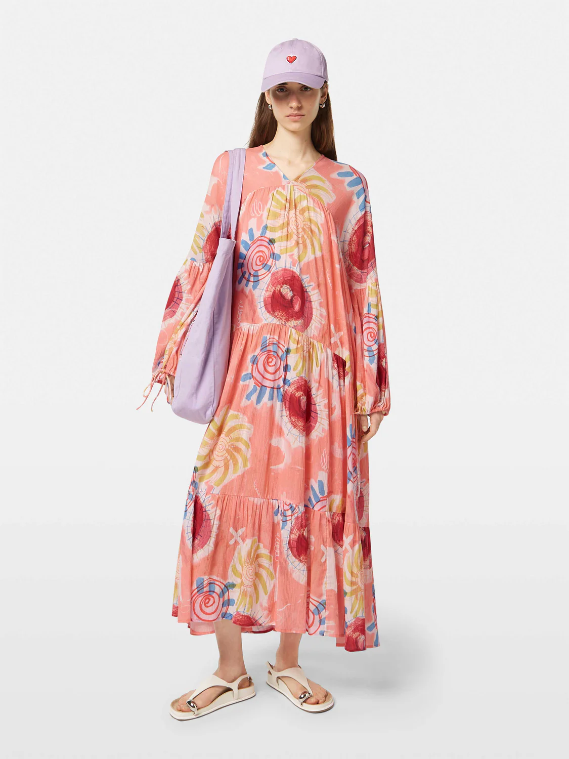 Abstract Sun Printed Crinkle Maxi Dress