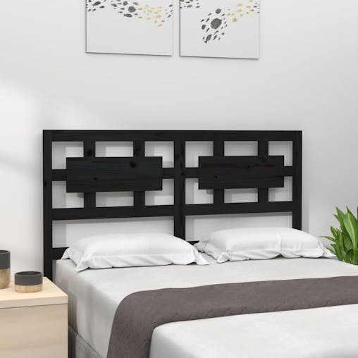 NNEVL Bed Headboard Black 140.5x4x100 cm Solid Wood Pine