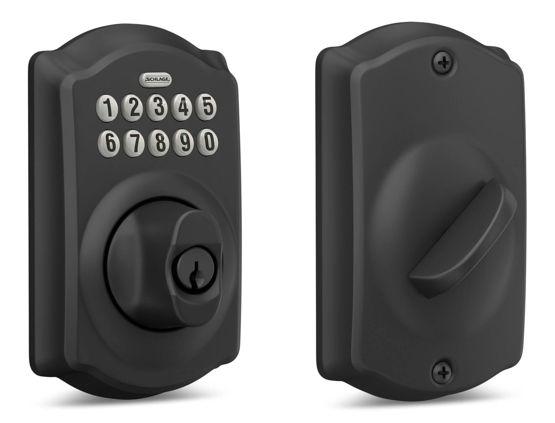 Schlage Camelot Electronic Keypad Deadbolt Door Lock, Matte Black