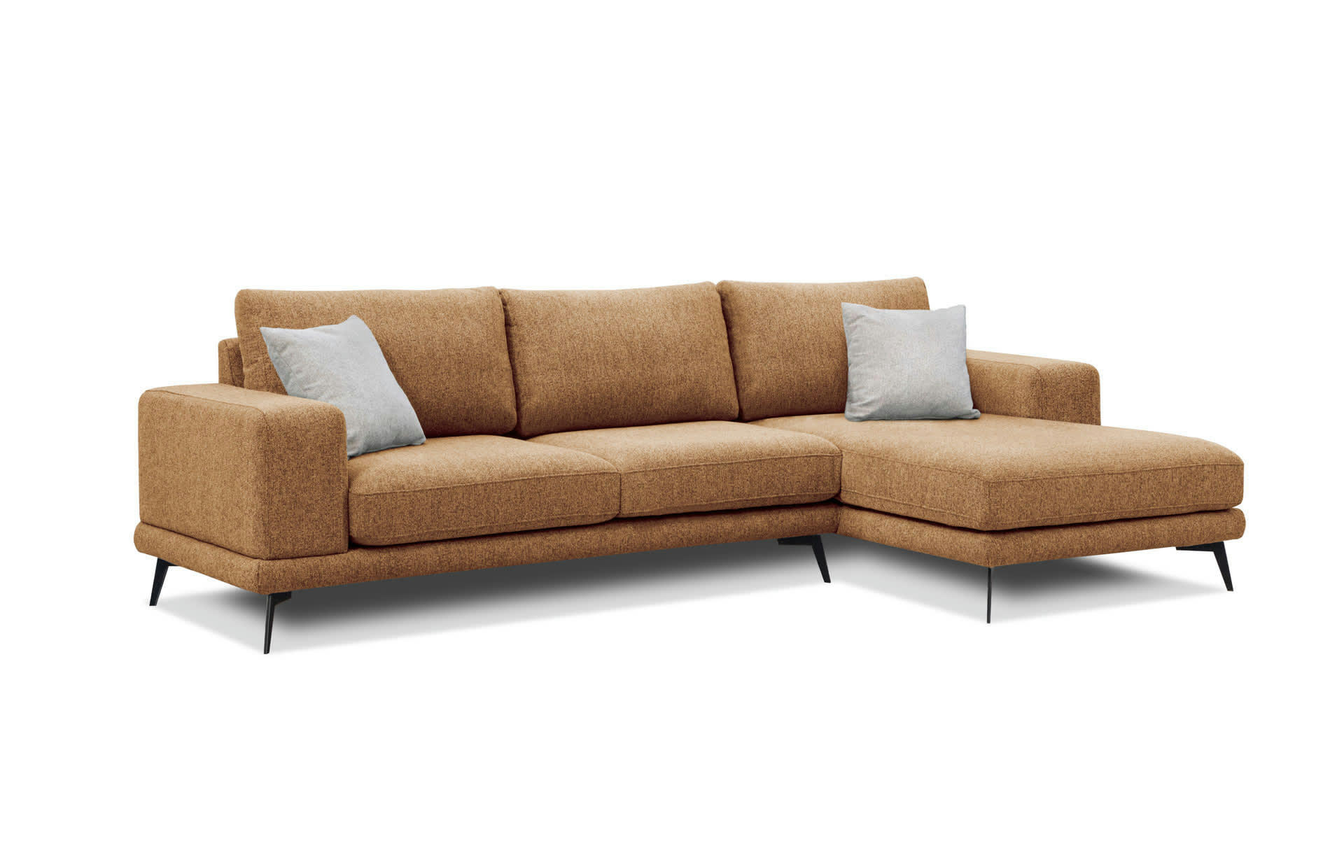 MEDIOLANE - Canapé d'angle droit 4 places tissu orange