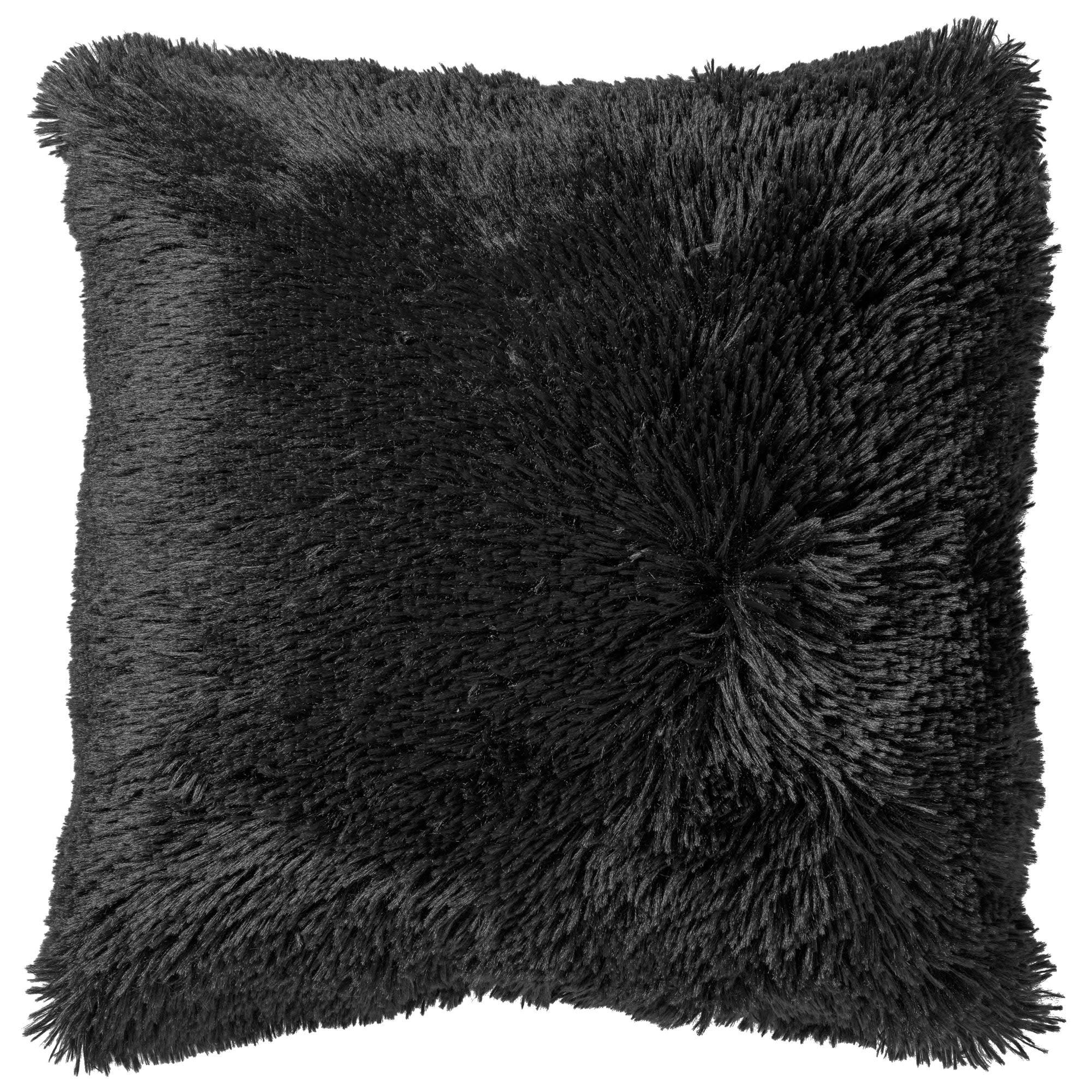 - Housse de coussin noir fausse fourrure-45x45 cm uni