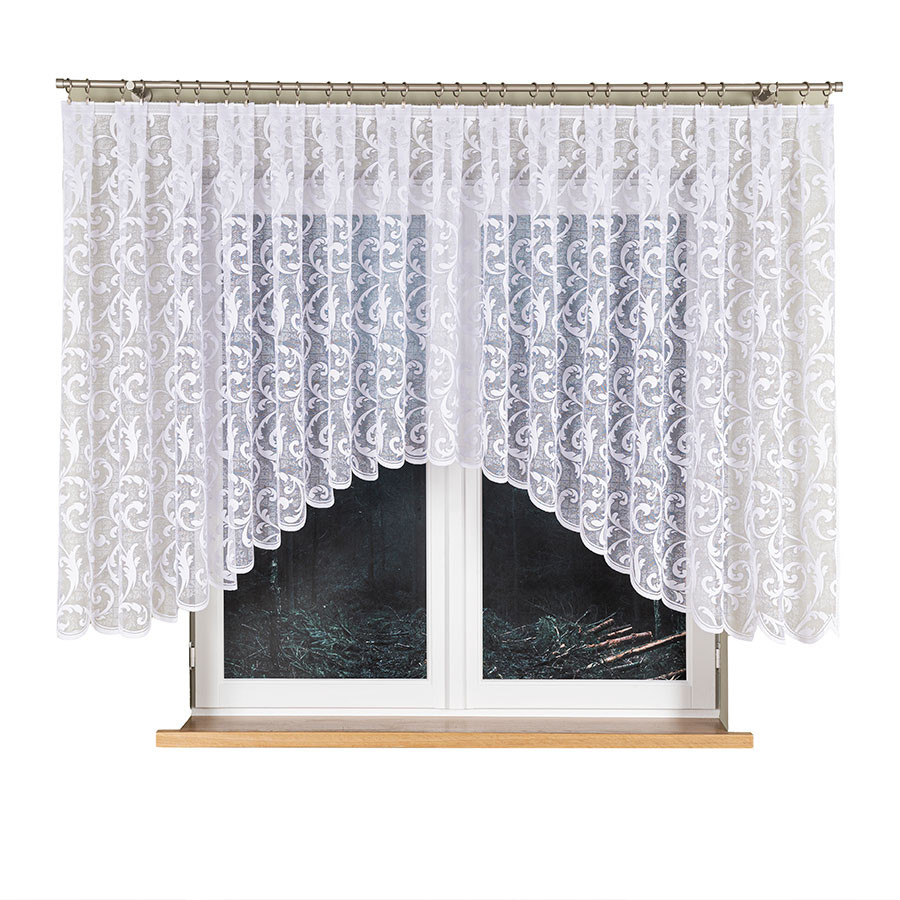 LEOKADIA - Firanka gotowa żakardowa z podcięciem na dole - 450x135 cm