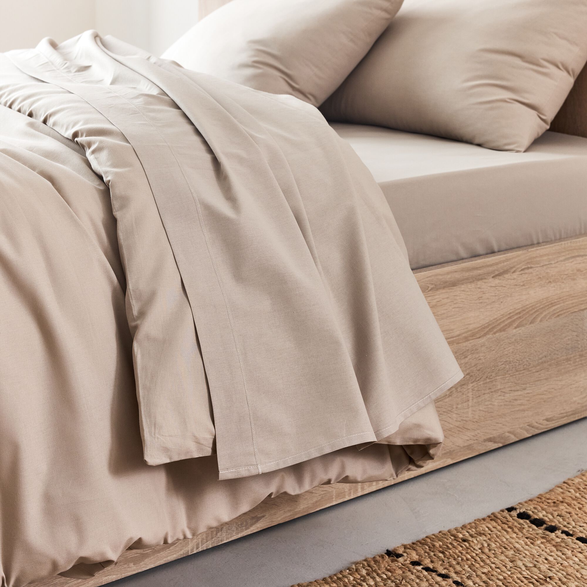 CALANQUES - Drap plat en coton 180x300cm - beige alpilles