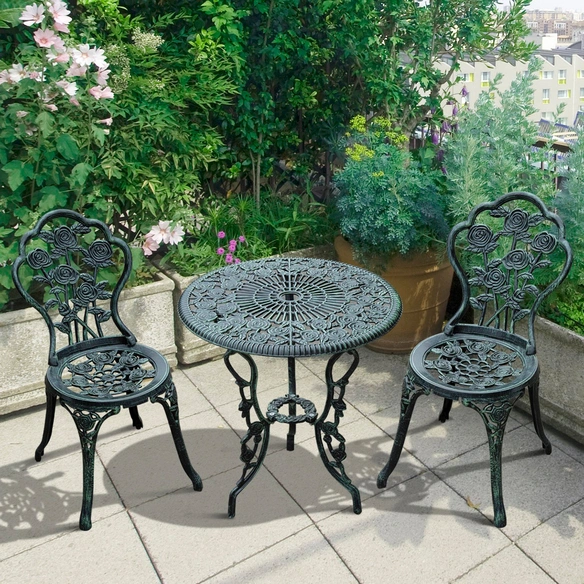 Bistro-Set, 2 Sitzplätze, Gusseisen/Aluminiumguss