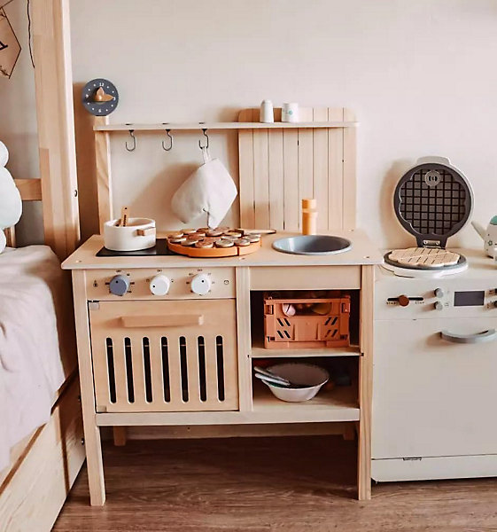 Cuisine Enfant Bois  3ans - équipée d'accessoires Jeux D'imitation Adapté pour le Jeux à l'intérieur ou Jardin