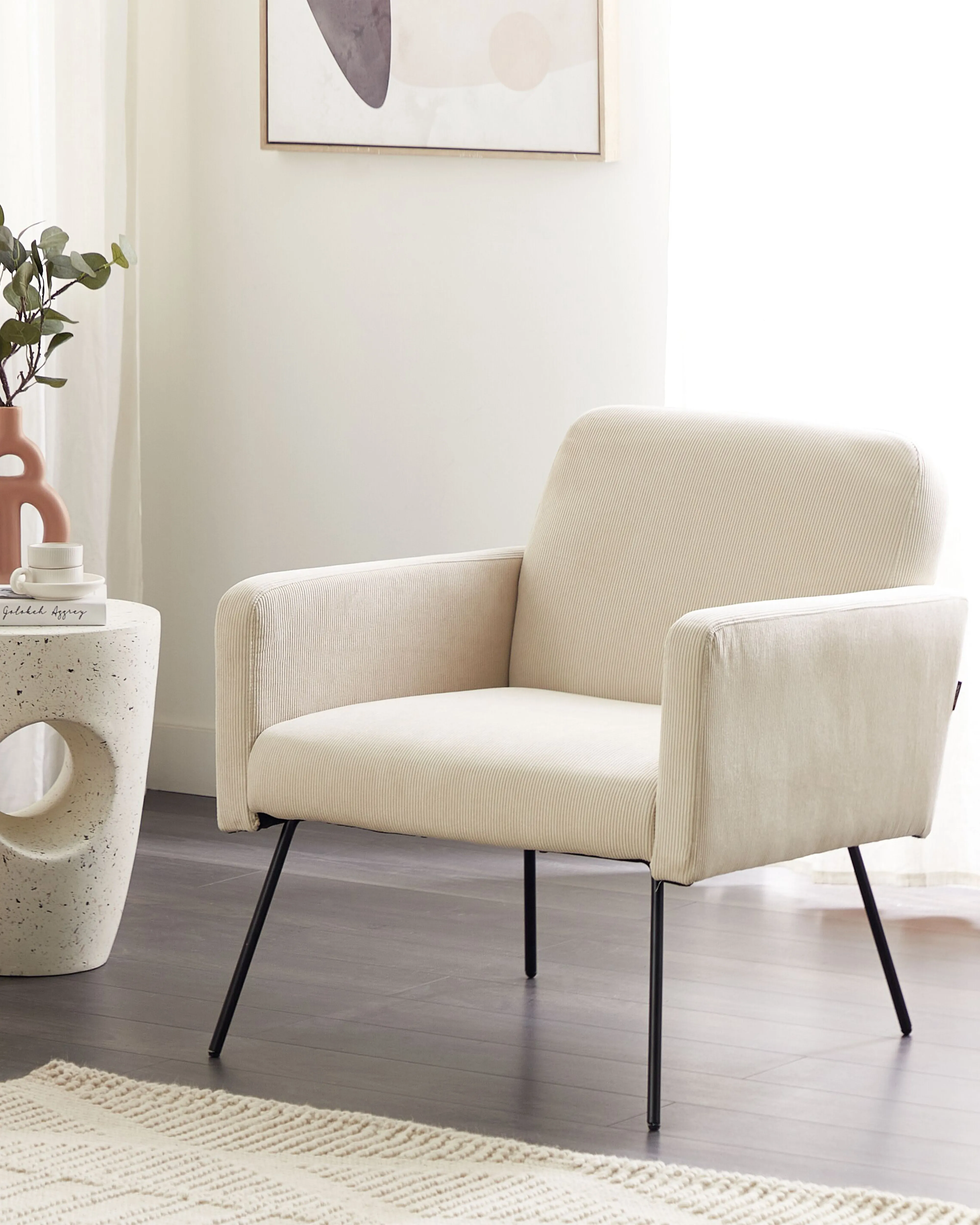 Armchair NARKEN Corduroy Light Beige